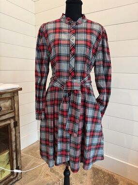 UNTUCKit for Her Harrison Tartan Plaid Belted Button Down Dress, Size 12